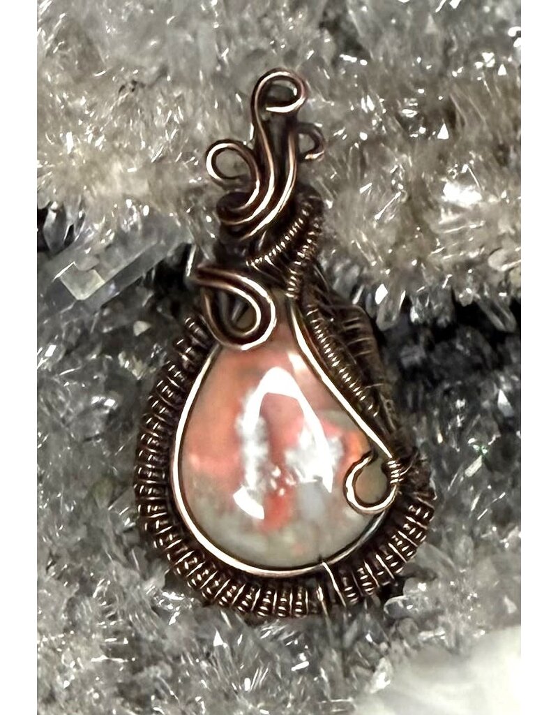Aurora Plume Agate Wire Wrapped Pendant