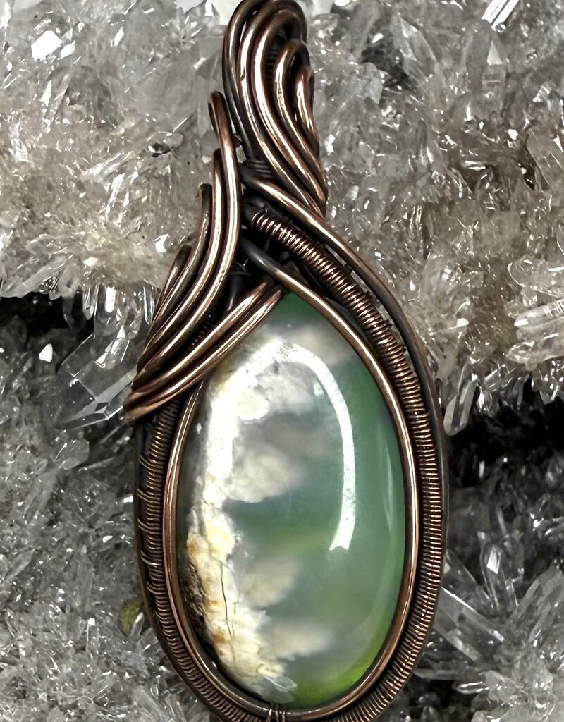 Aurora Plume Agate Wire Wrapped Pendant