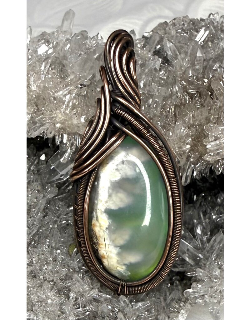 Aurora Plume Agate Wire Wrapped Pendant