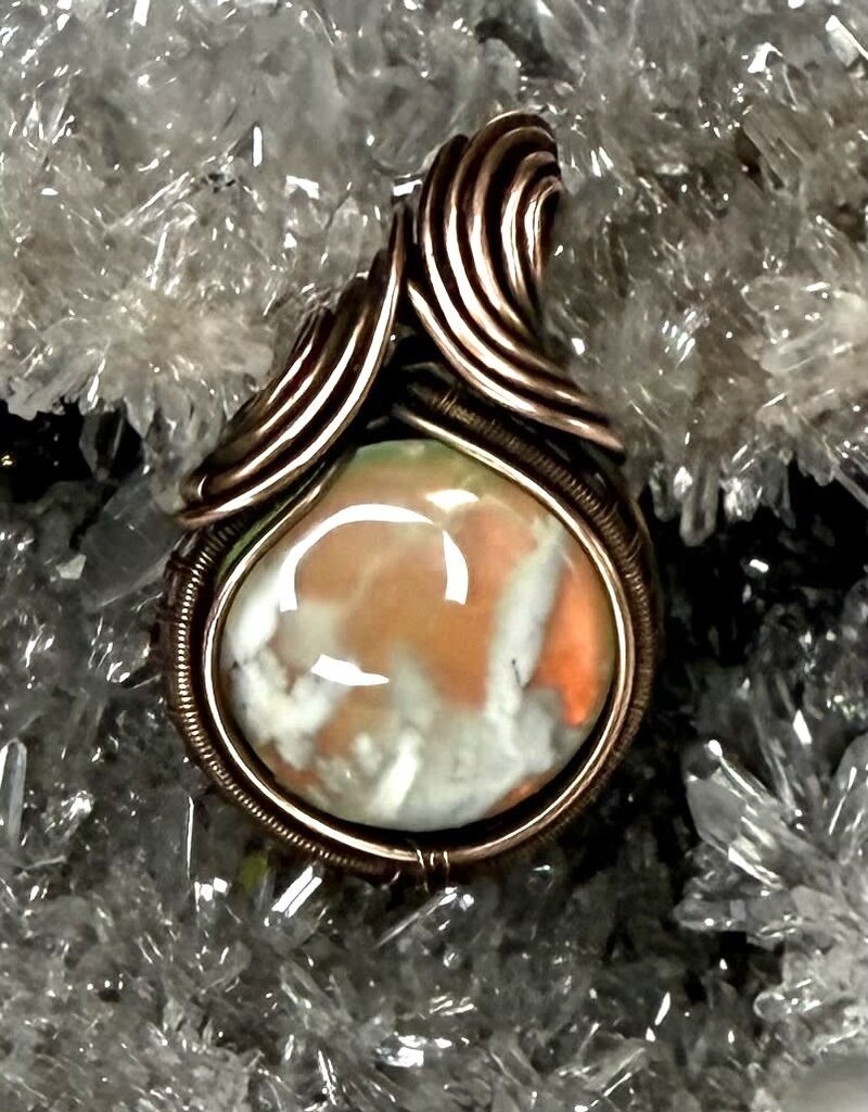 Aurora Plume Agate Wire Wrapped Pendant