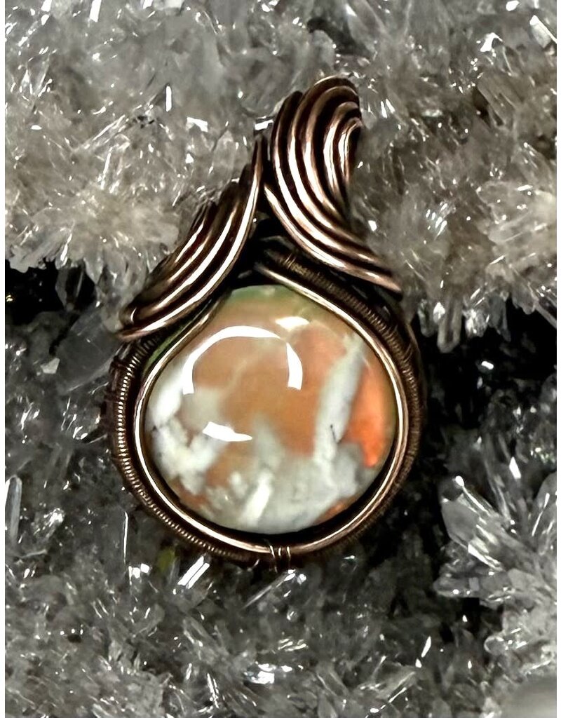 Aurora Plume Agate Wire Wrapped Pendant