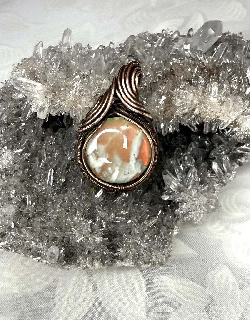 Aurora Plume Agate Wire Wrapped Pendant