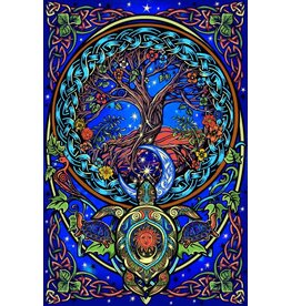 3D Tree of Life Tortoise Tapestry 60" x 90"