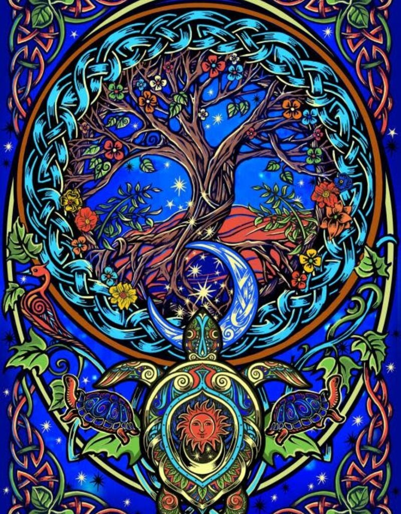 3D Tree of Life Tortoise Tapestry 60" x 90"