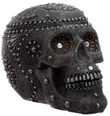 Silver Beaded Skull Head Statue (K1*)