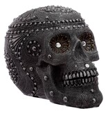 Silver Beaded Skull Head Statue (K1*)