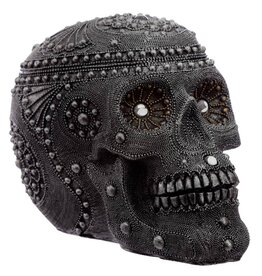 Silver Beaded Skull Head Statue (K1*)