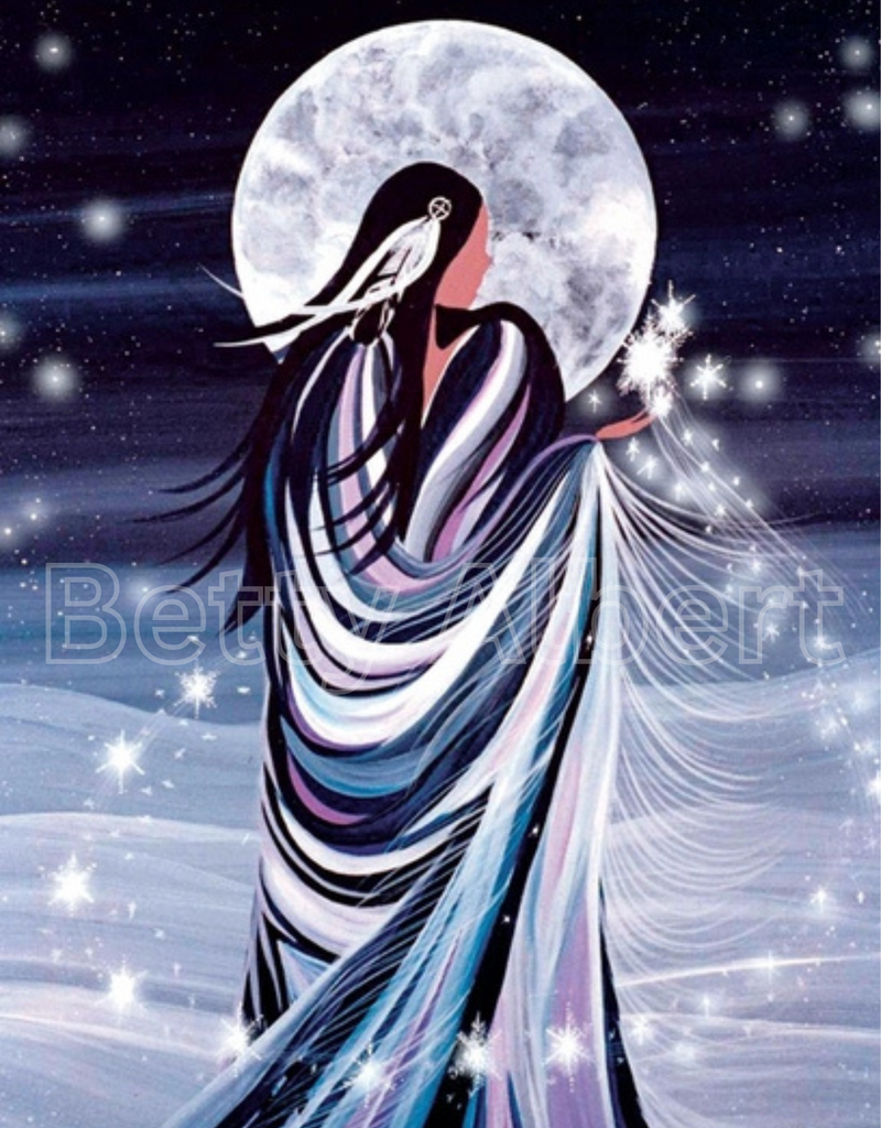 February Moon Art Print By Artist Betty Albert (12"x18")