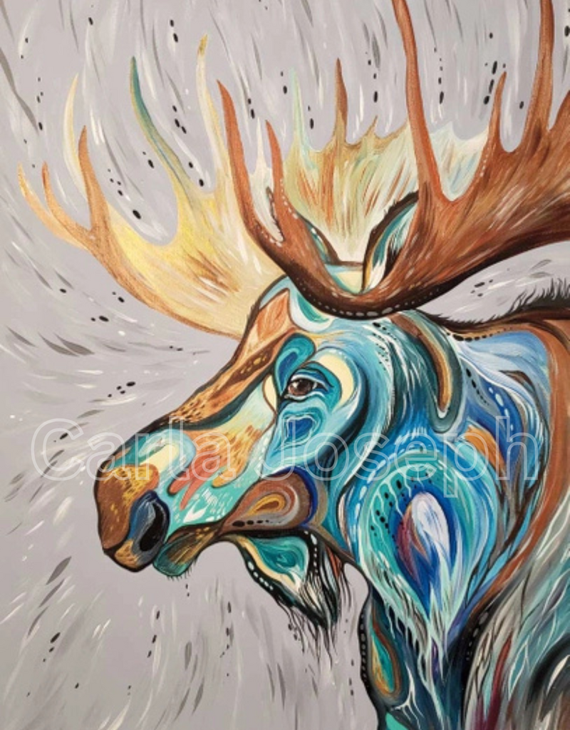 Cree Style Moose Art Print By Artist Carla Joseph (12"x18")
