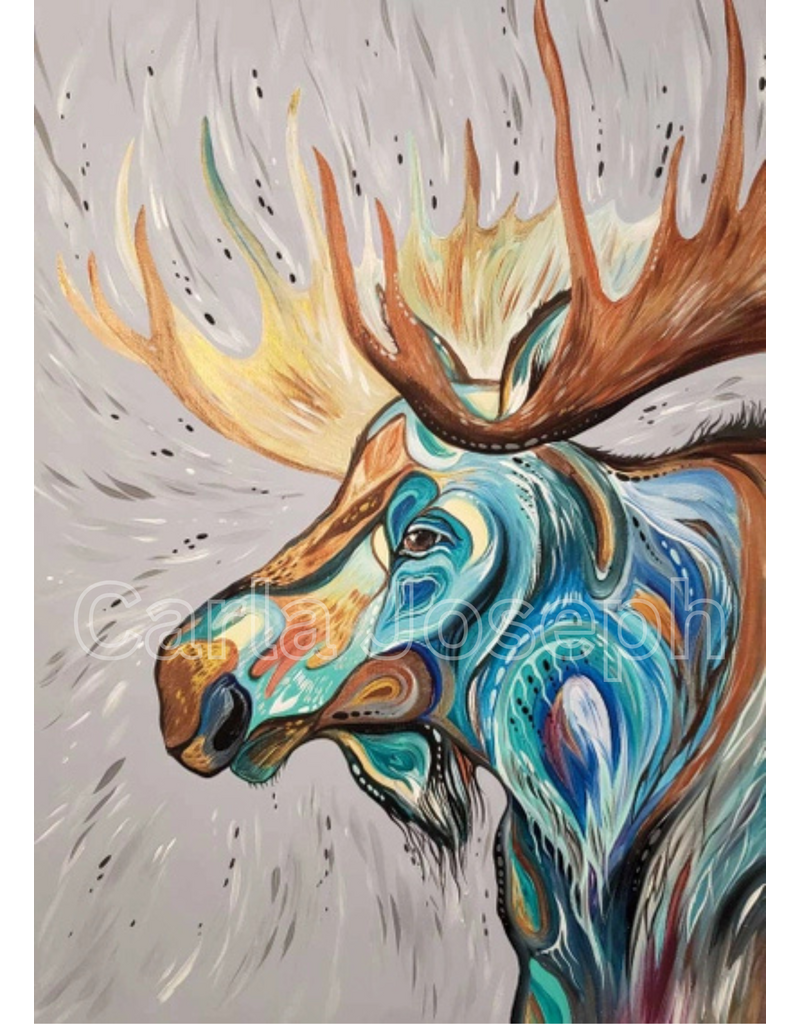 Cree Style Moose Art Print By Artist Carla Joseph (12"x18")