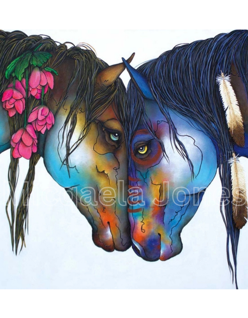 Medicine Ponies Art Print By Artist Micqaela Jones (12"x12")