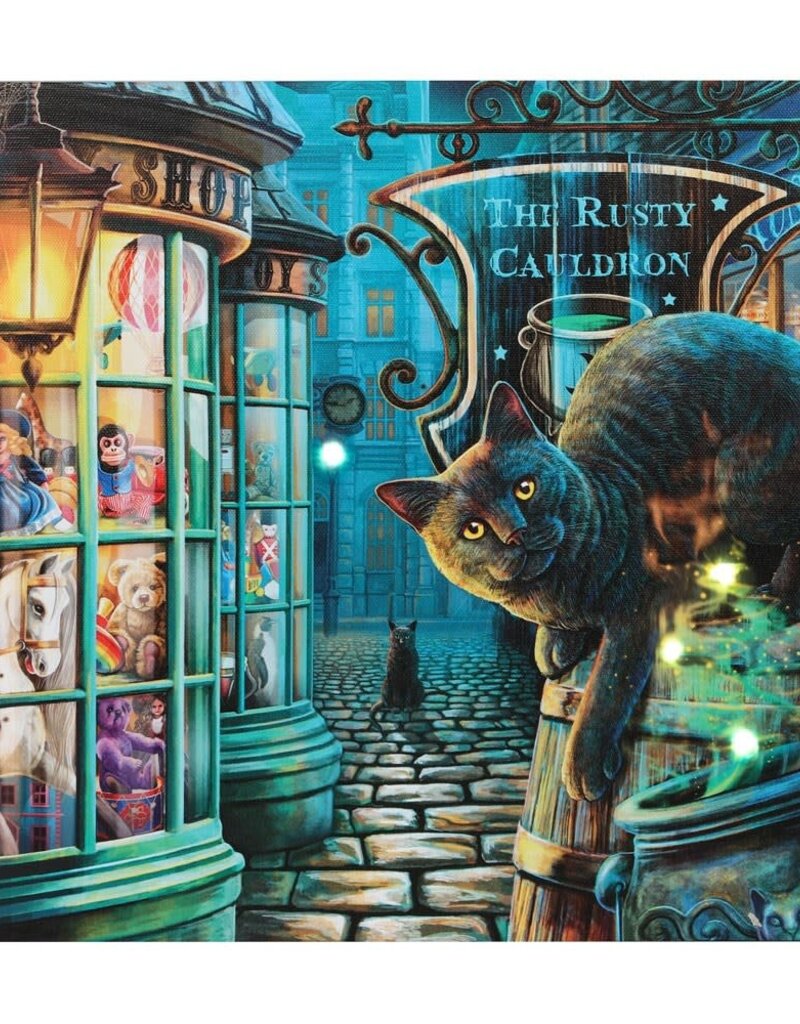 The Rusty Cauldron Light Up Canvas Plaque by Lisa Parker