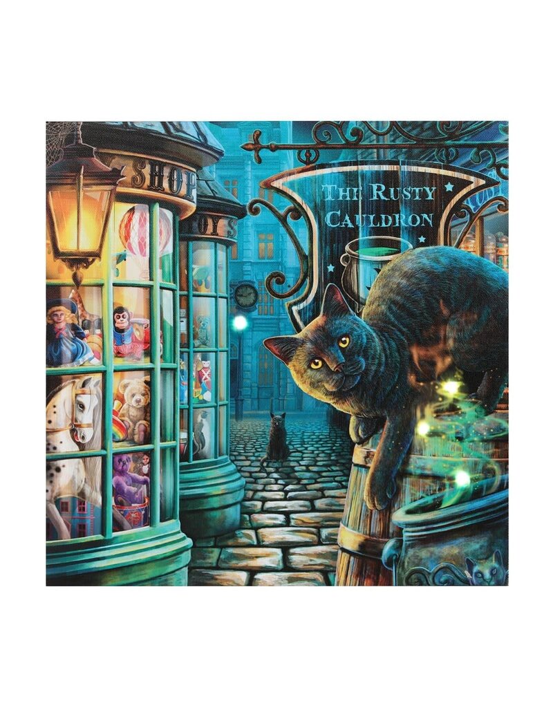 The Rusty Cauldron Light Up Canvas Plaque by Lisa Parker