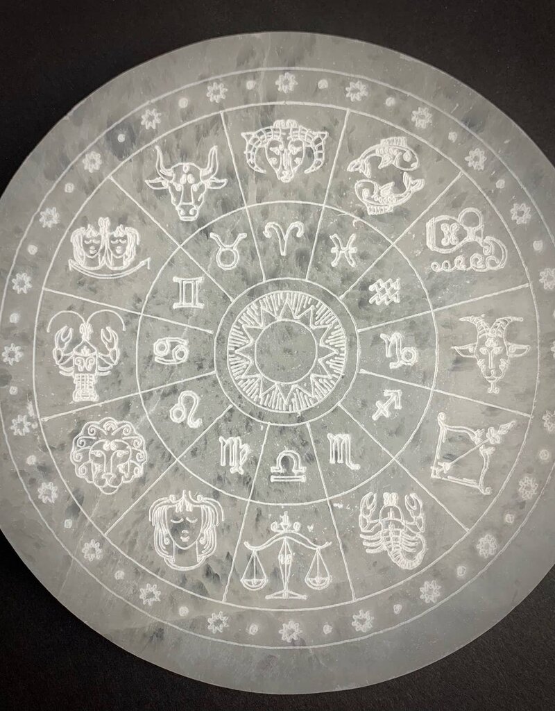 Selenite Zodiac Disk
