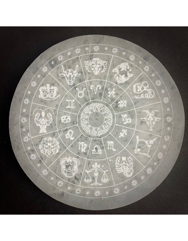 Selenite Zodiac Disk