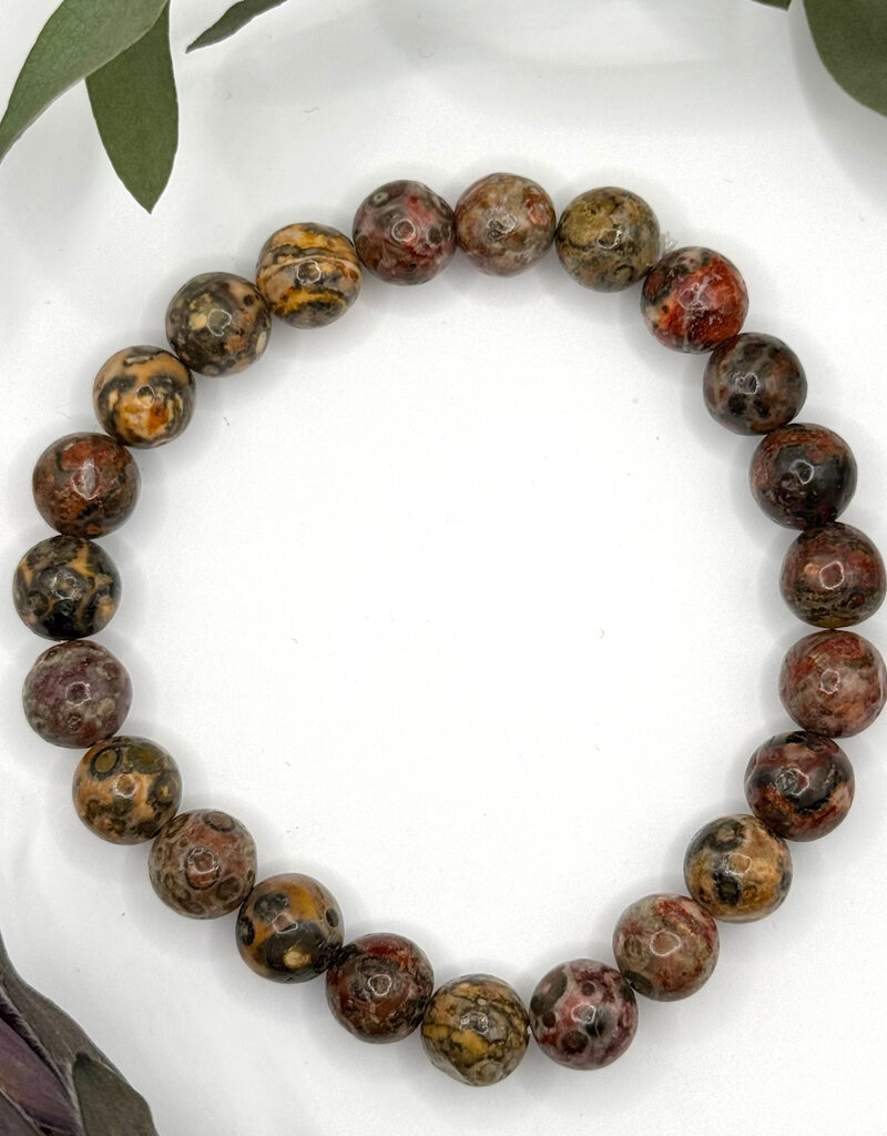 Bead Bracelet 8mm - Leopard Skin Jasper