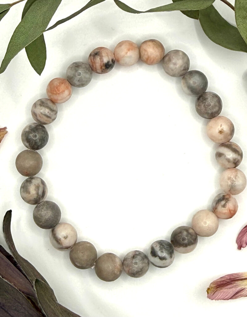 Bead Bracelet 8mm - Pink Zebra Jasper
