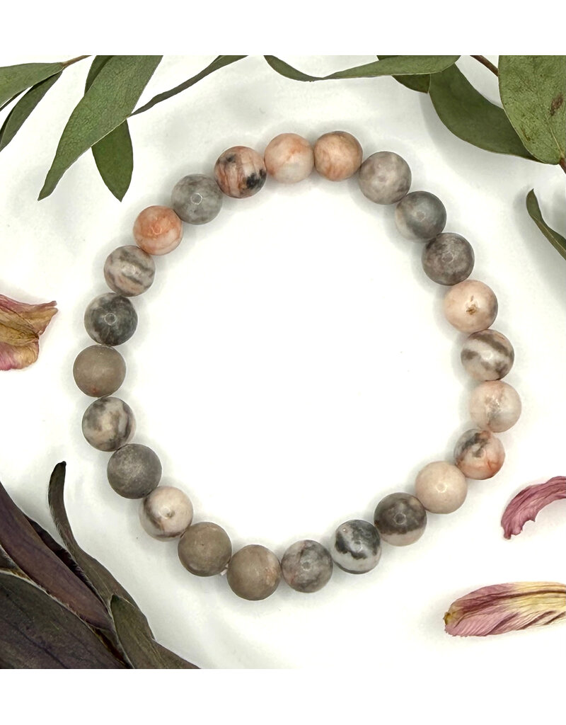 Bead Bracelet 8mm - Pink Zebra Jasper