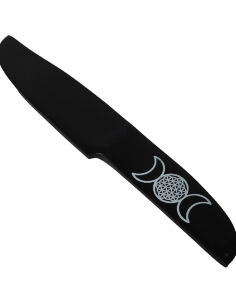 Metal Ritual Athame Flower of Life & Triple Moon 7"