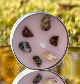 Crystal Infused Tea Light - Leopardskin Jasper / Jasmine