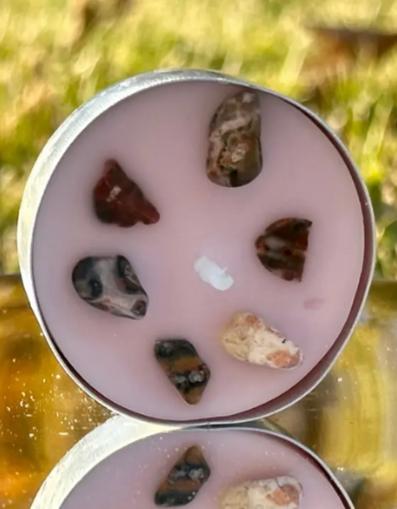 Crystal Infused Tea Light - Leopardskin Jasper / Jasmine