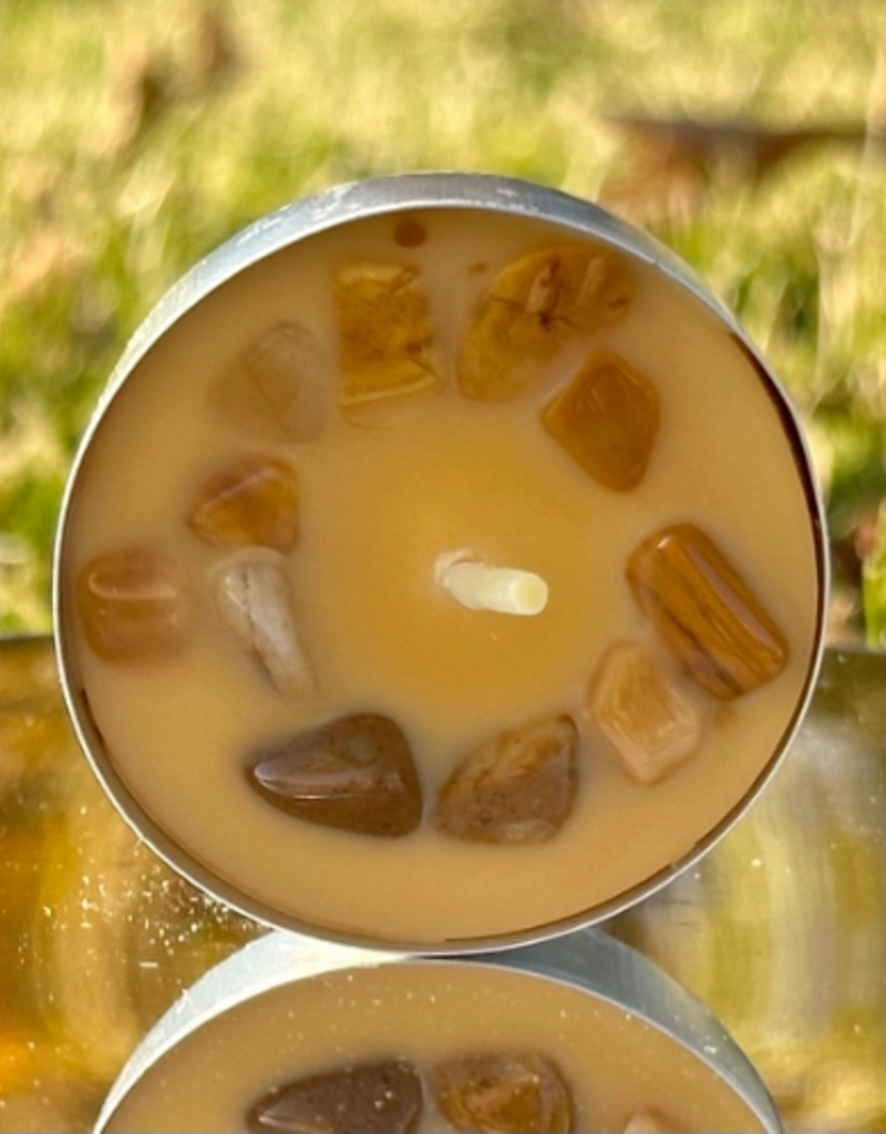 Crystal Infused Tea Light - Yellow Jasper / Pineapple + Passion Fruit