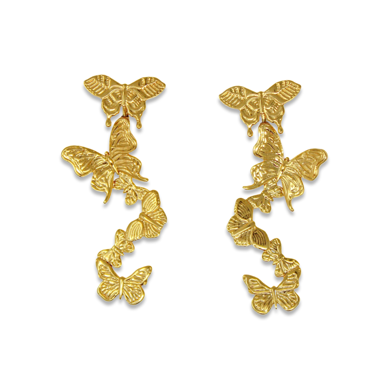 Butterfly Wind Earrings - Gold Plated Bronze