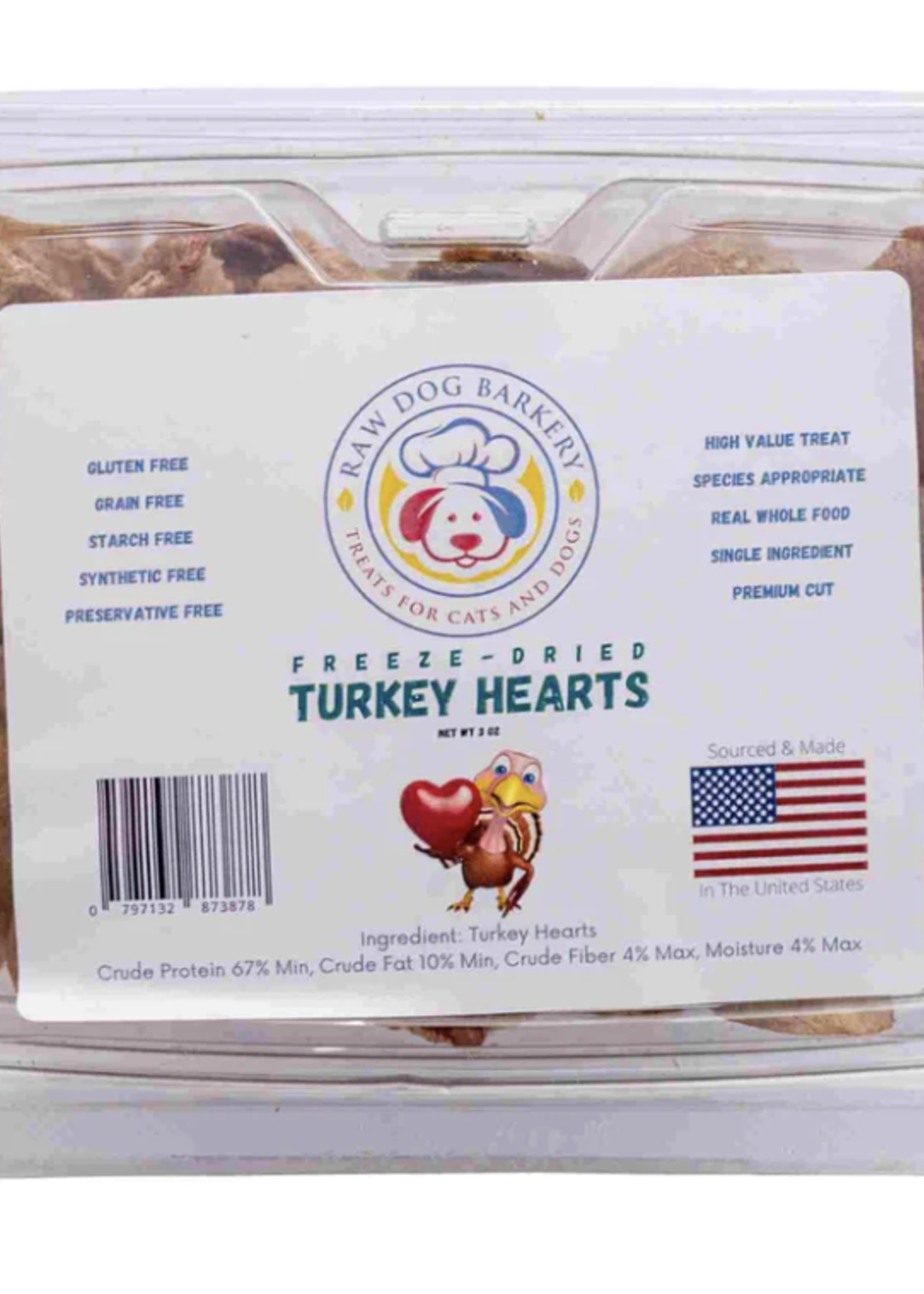 Raw Dog Bakery 3oz Sliced Turkey Hearts