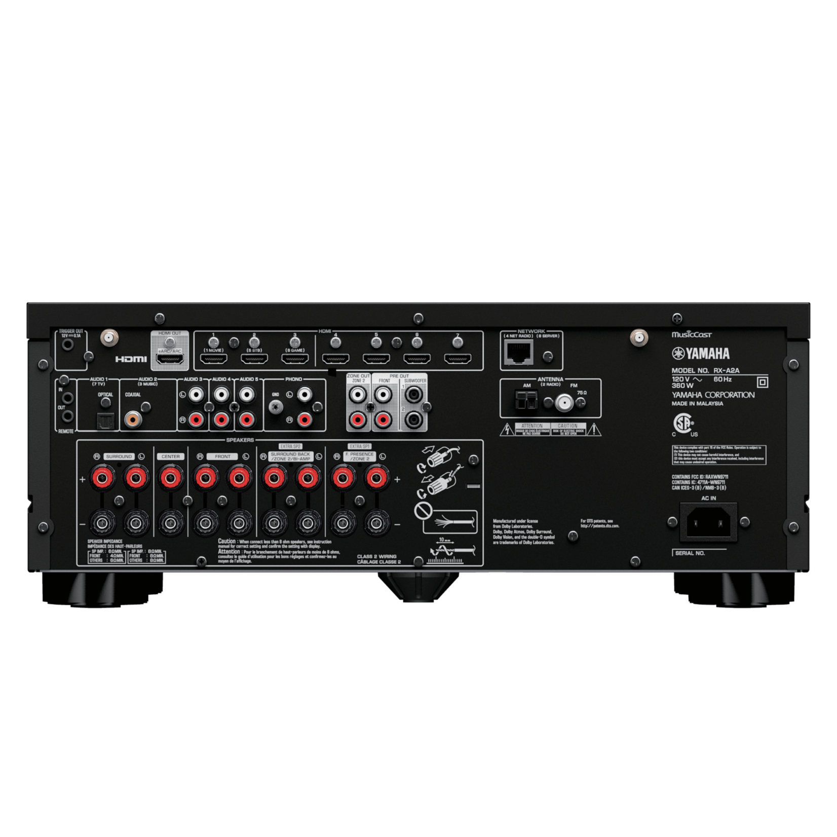 Yamaha Yamaha RX-A2A Aventage 7.2-Channel AV Receiver with 8K HDMI and MusicCast