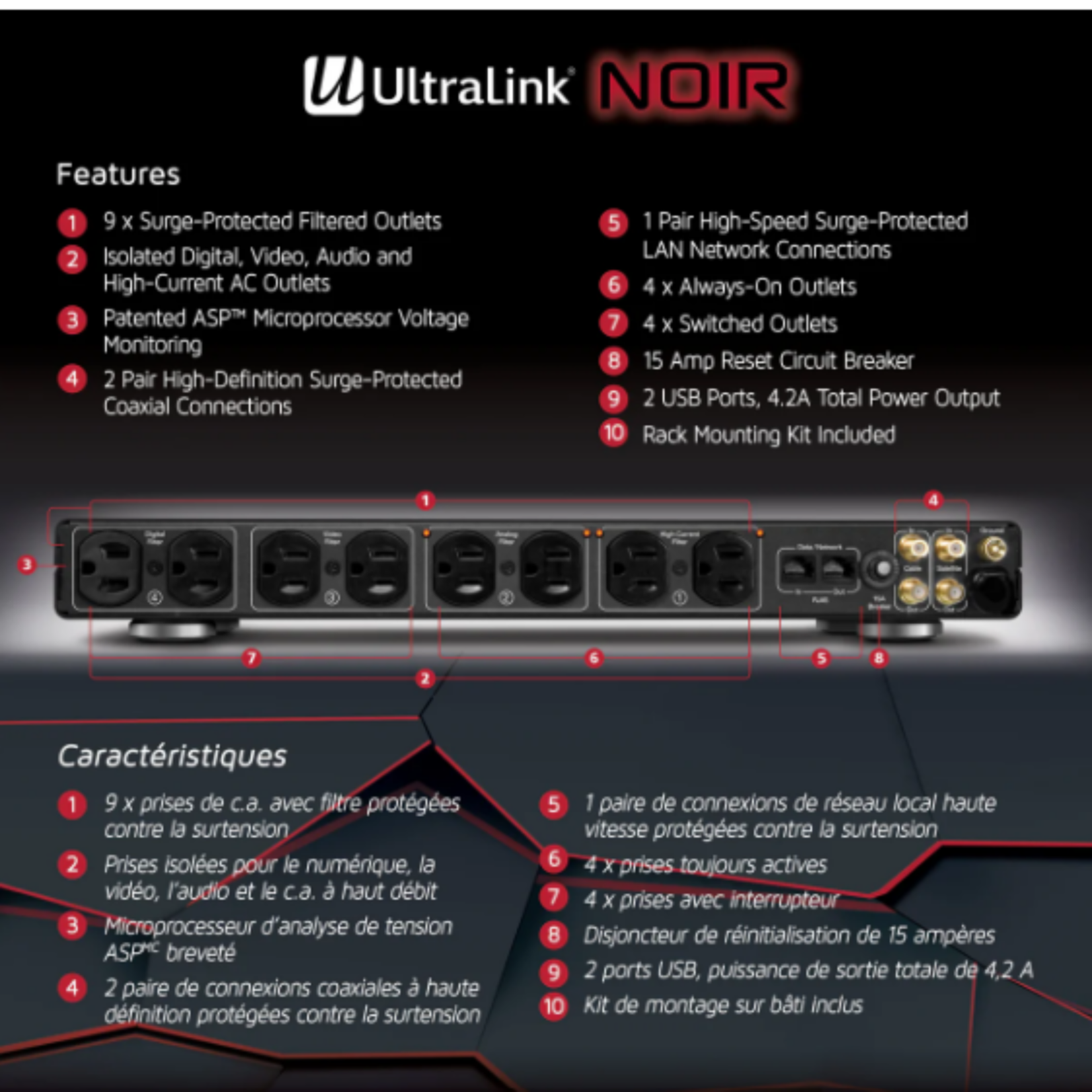 Ultralink Ultralink Noir Series HDC-200RM Premium Power Conditioner