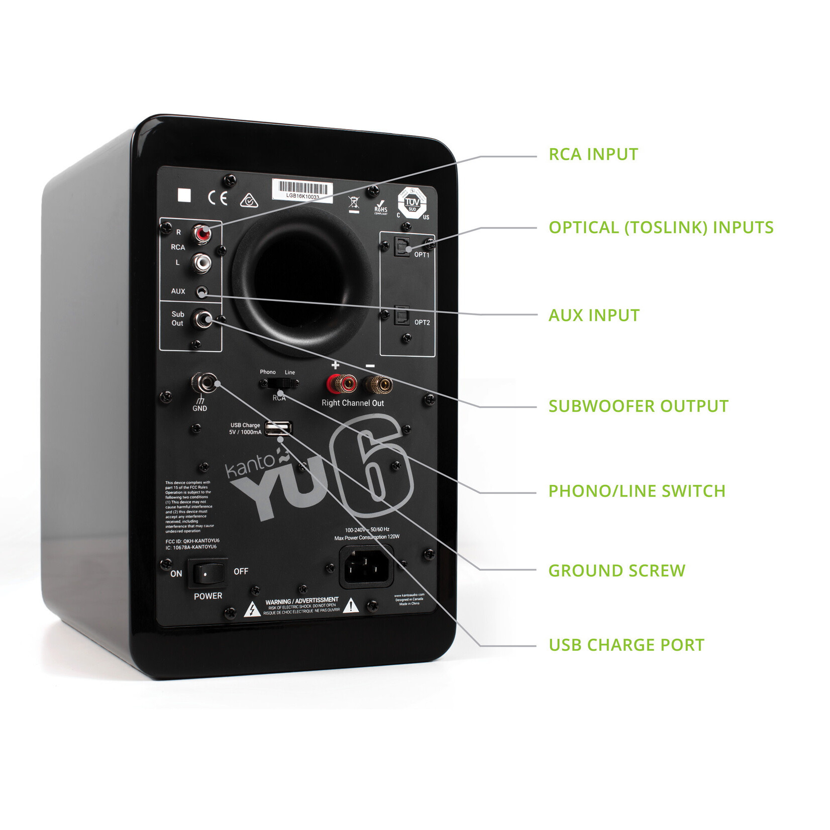 Kanto Kanto YU6 Powered Speaker with Bluetooth & Phono Preamp (pair)