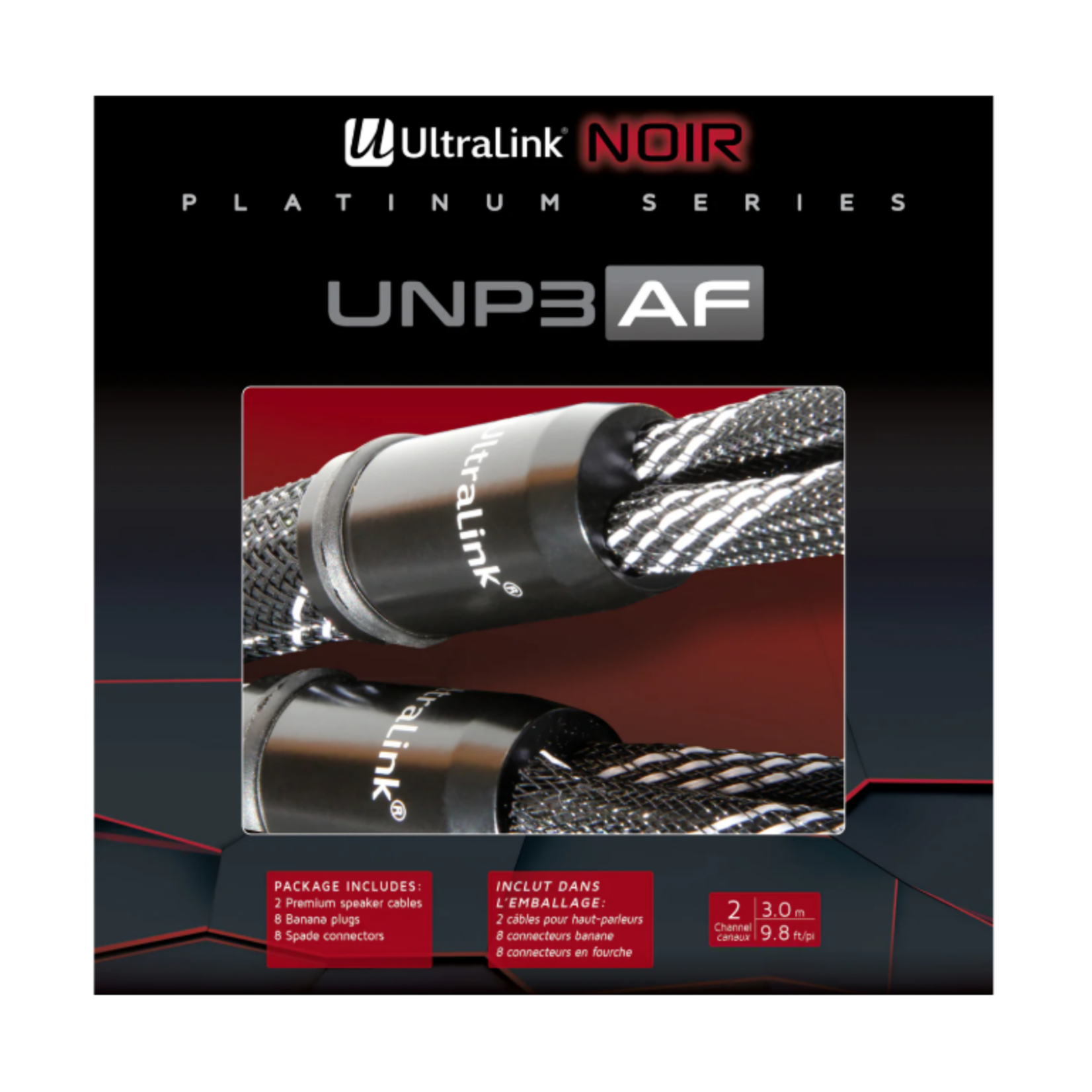 Ultralink Ultralink Noir Platinum Series UNP3AF Audiophile Caliber Speaker Cables (10' / 3M)