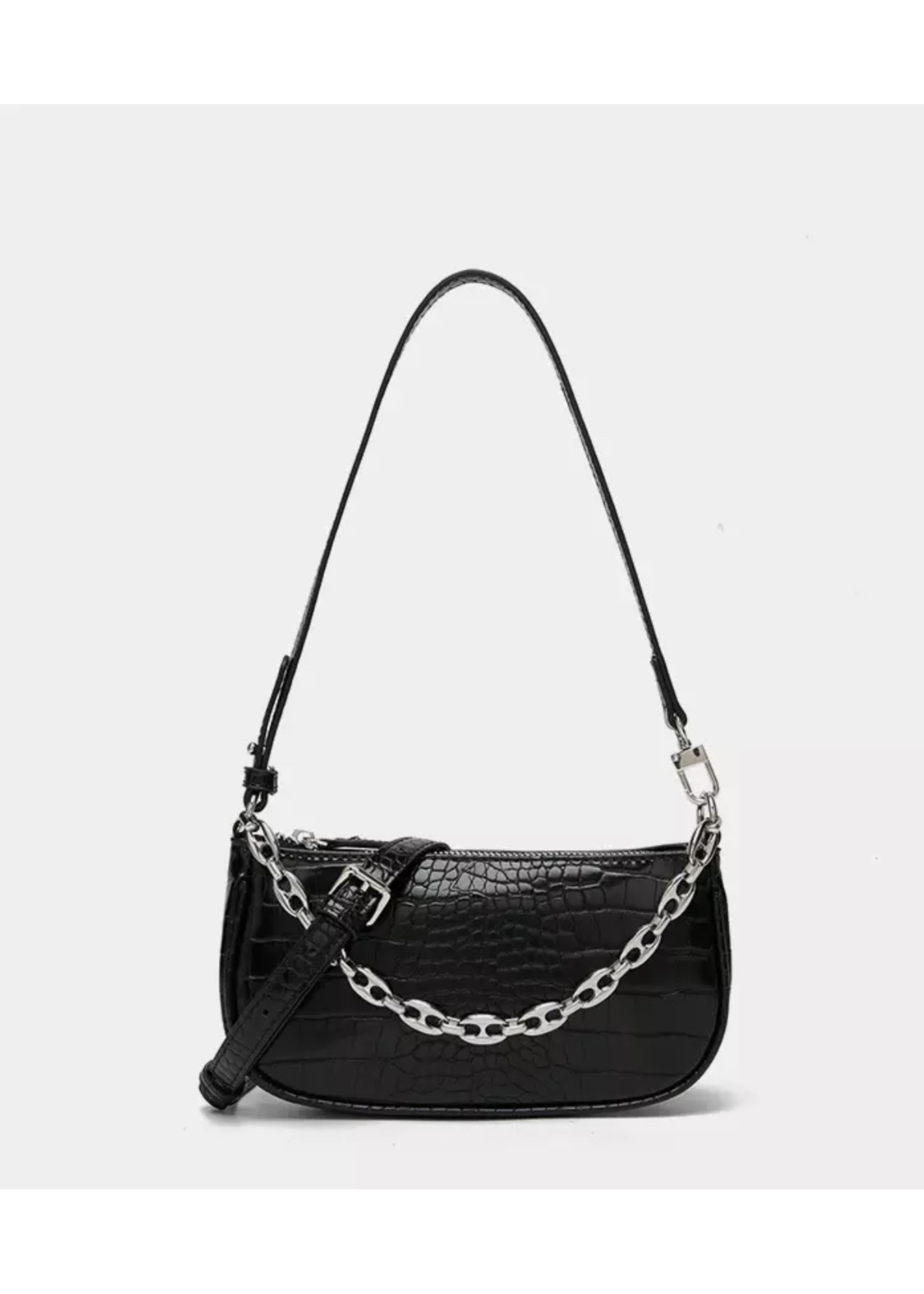 Mini Crocodile Pattern Handbag (Black)