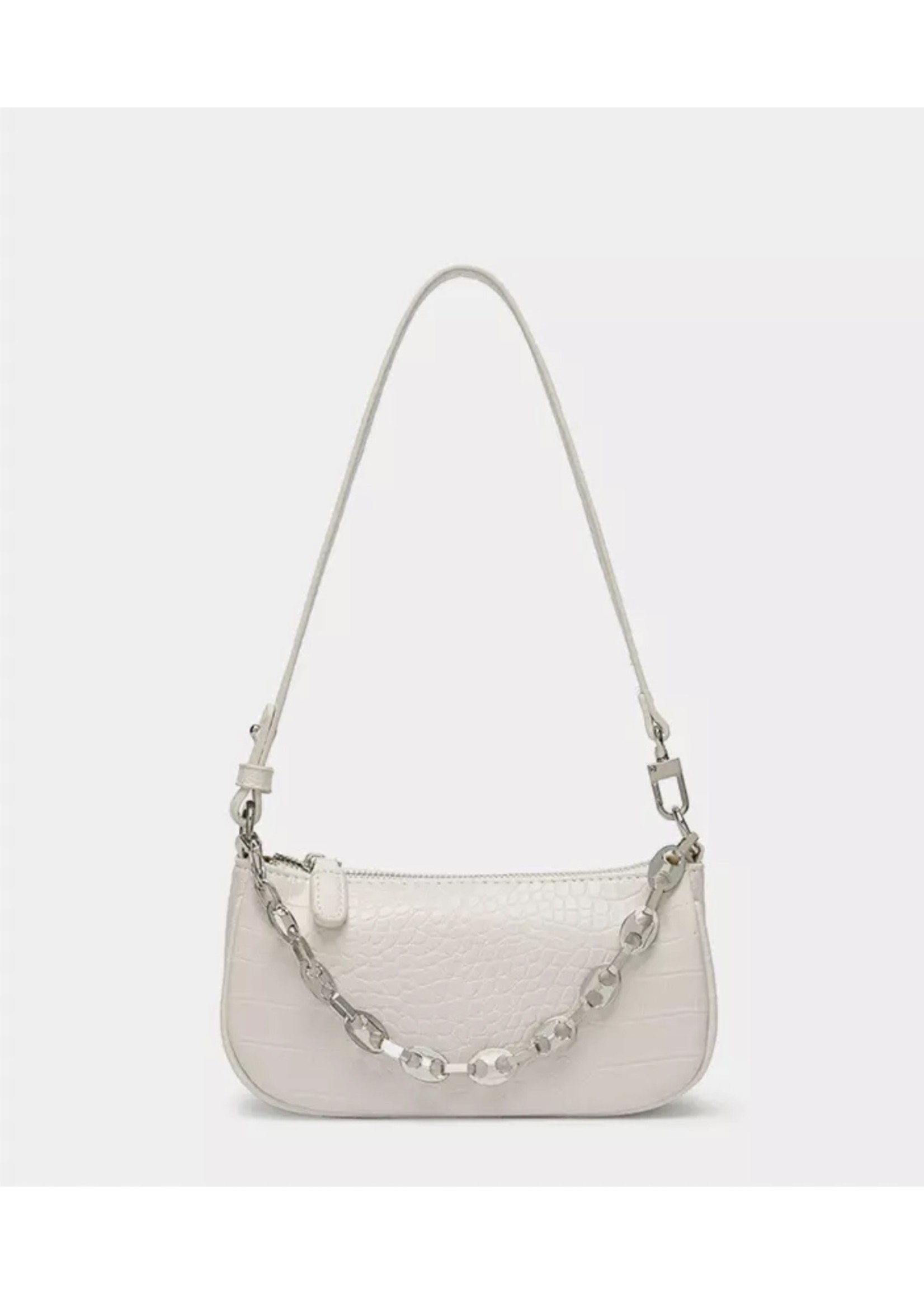 Mini Crocodile Pattern Handbag (White)
