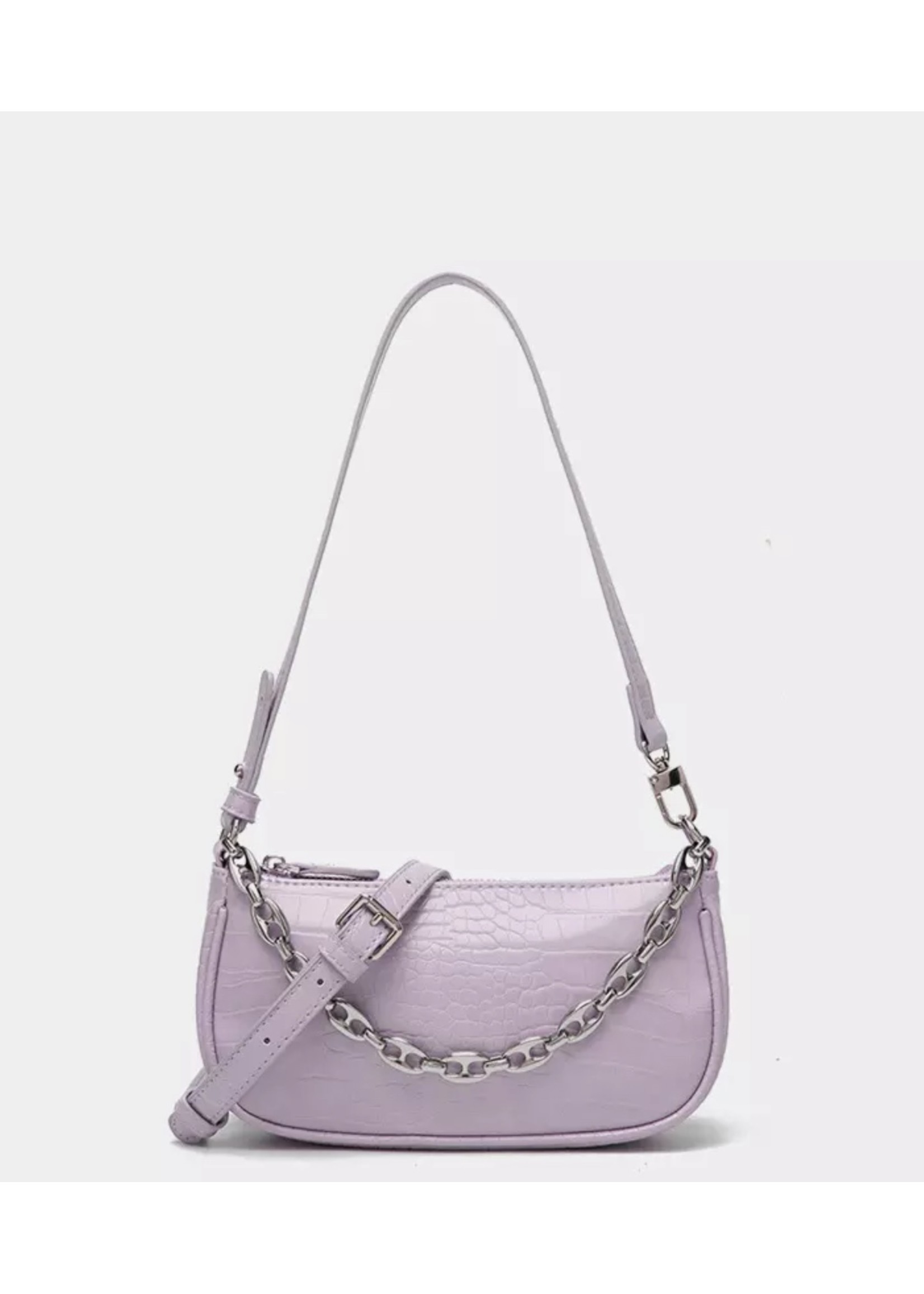 Mini Crocodile Pattern Handbag (White)