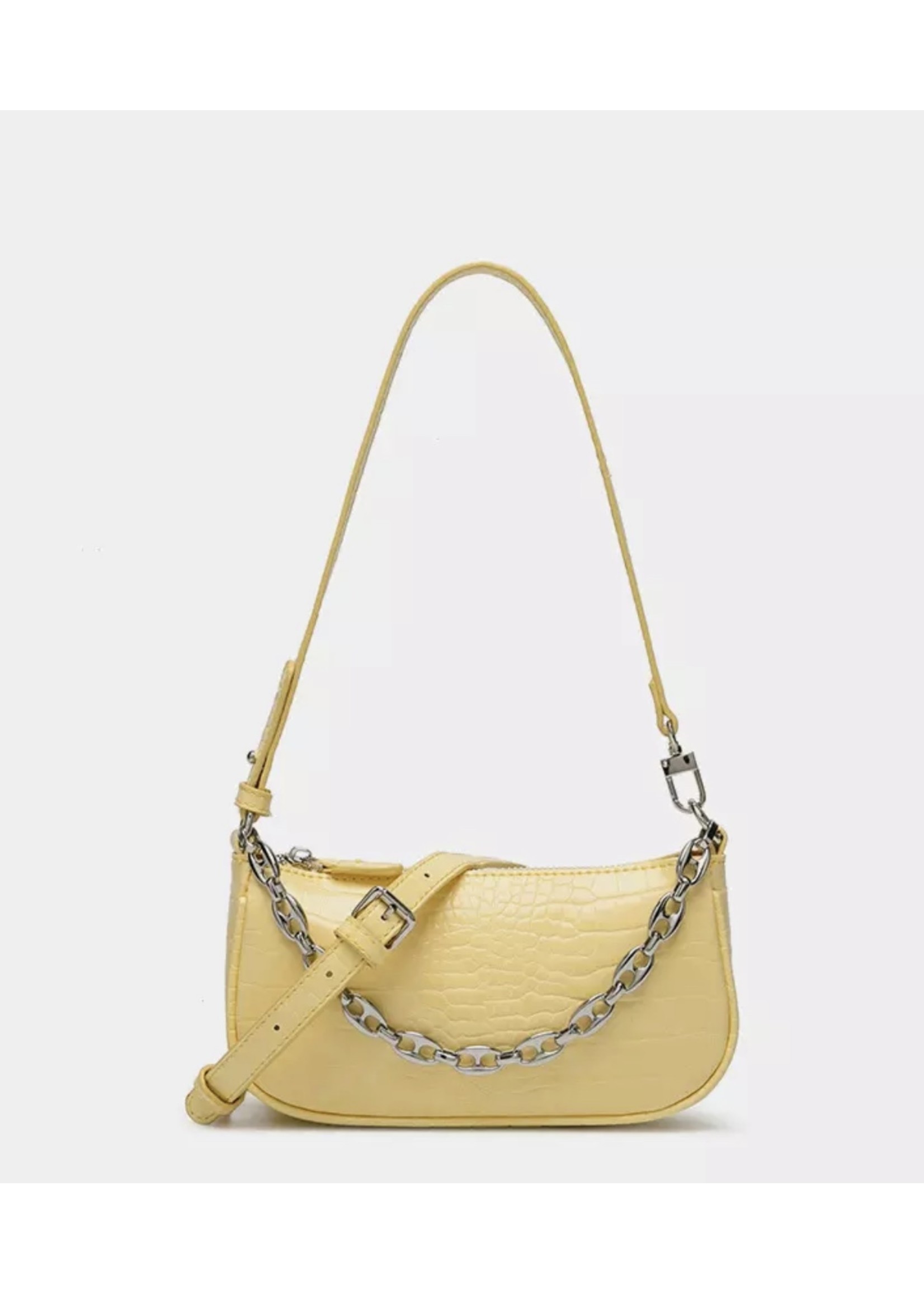 Mini Crocodile Pattern Handbag (White)