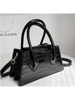Faux leather Rivet Handbag (Black)