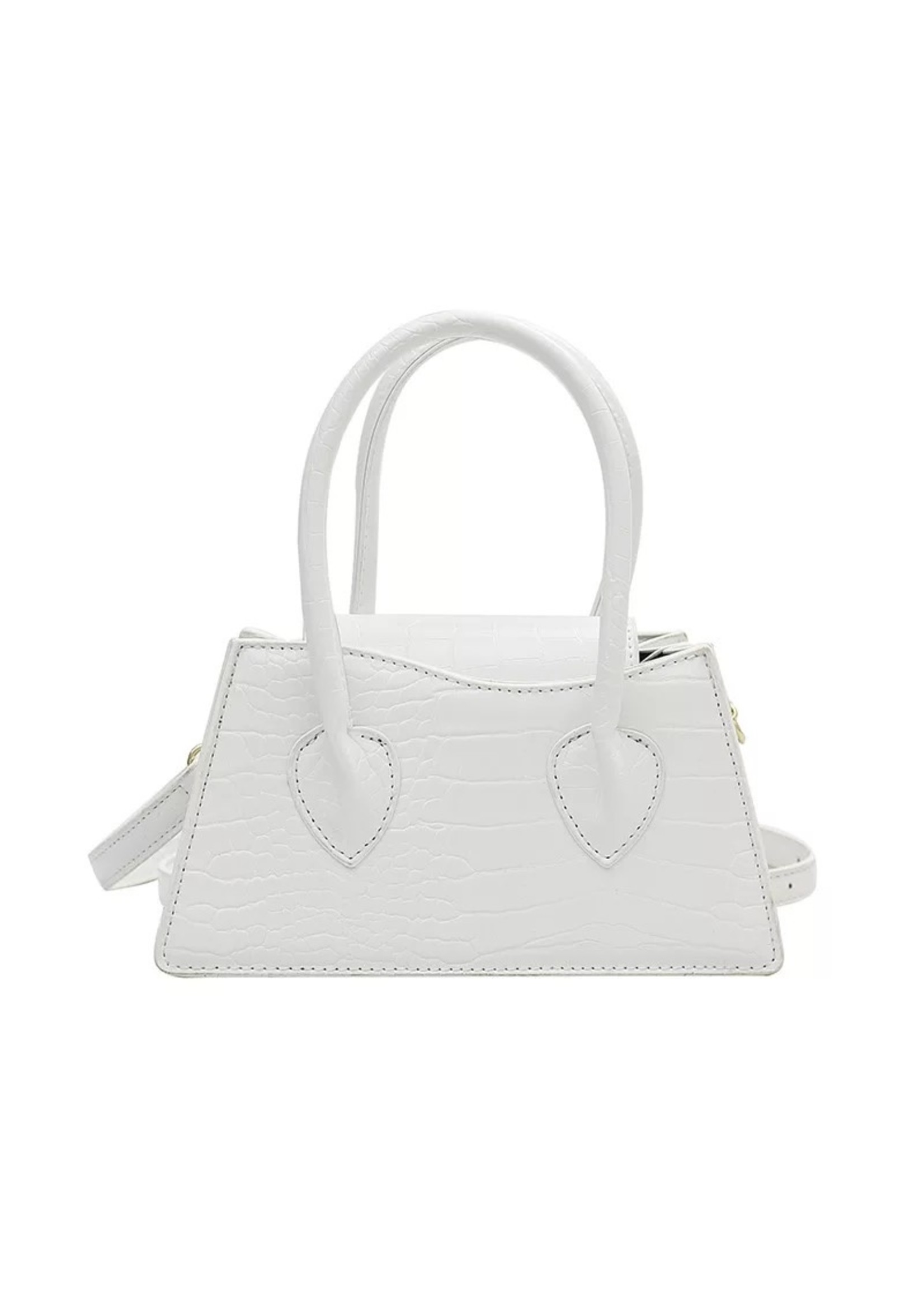 Faux leather Rivet Handbag (White)