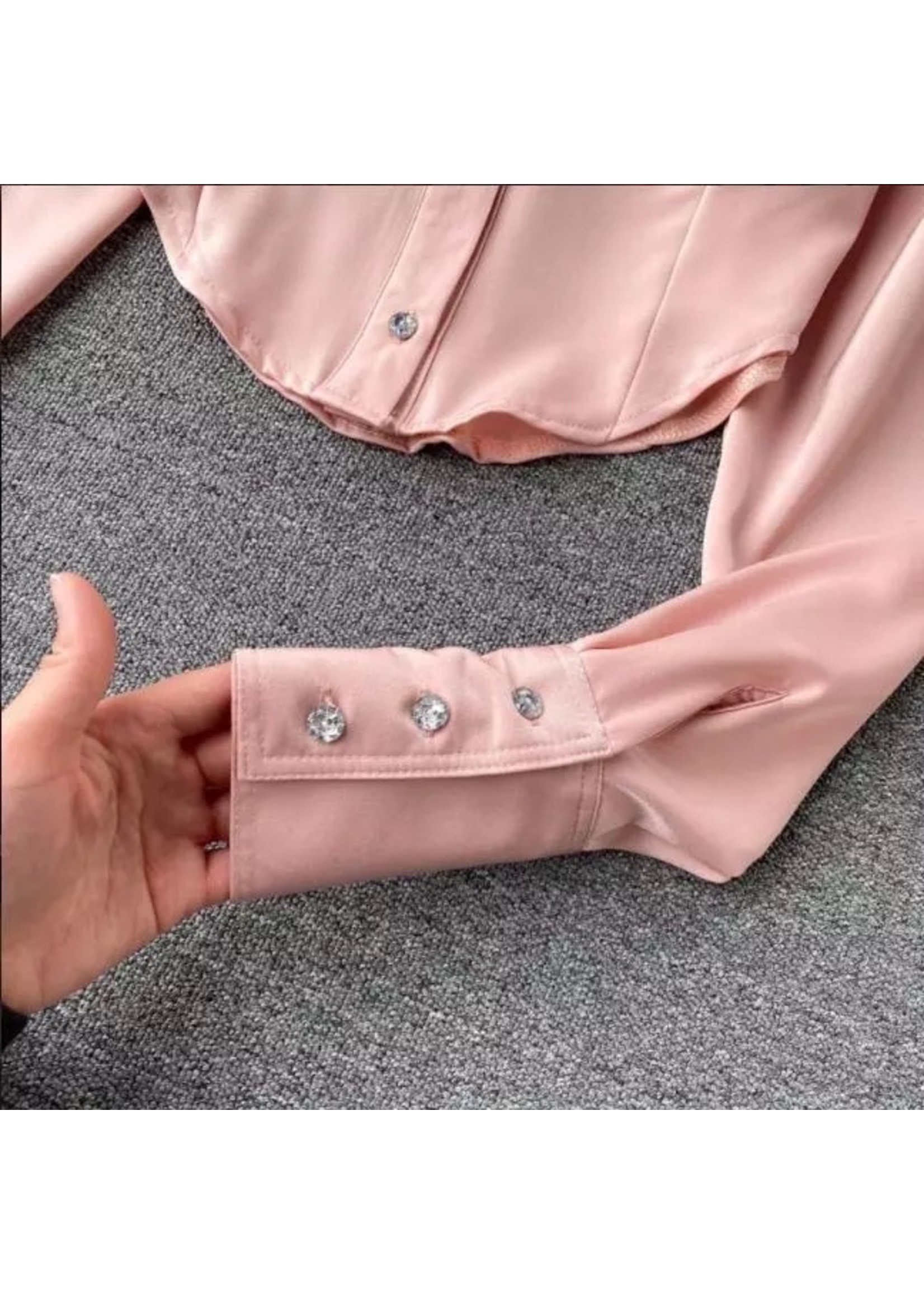 Satin crop blouse rose pink