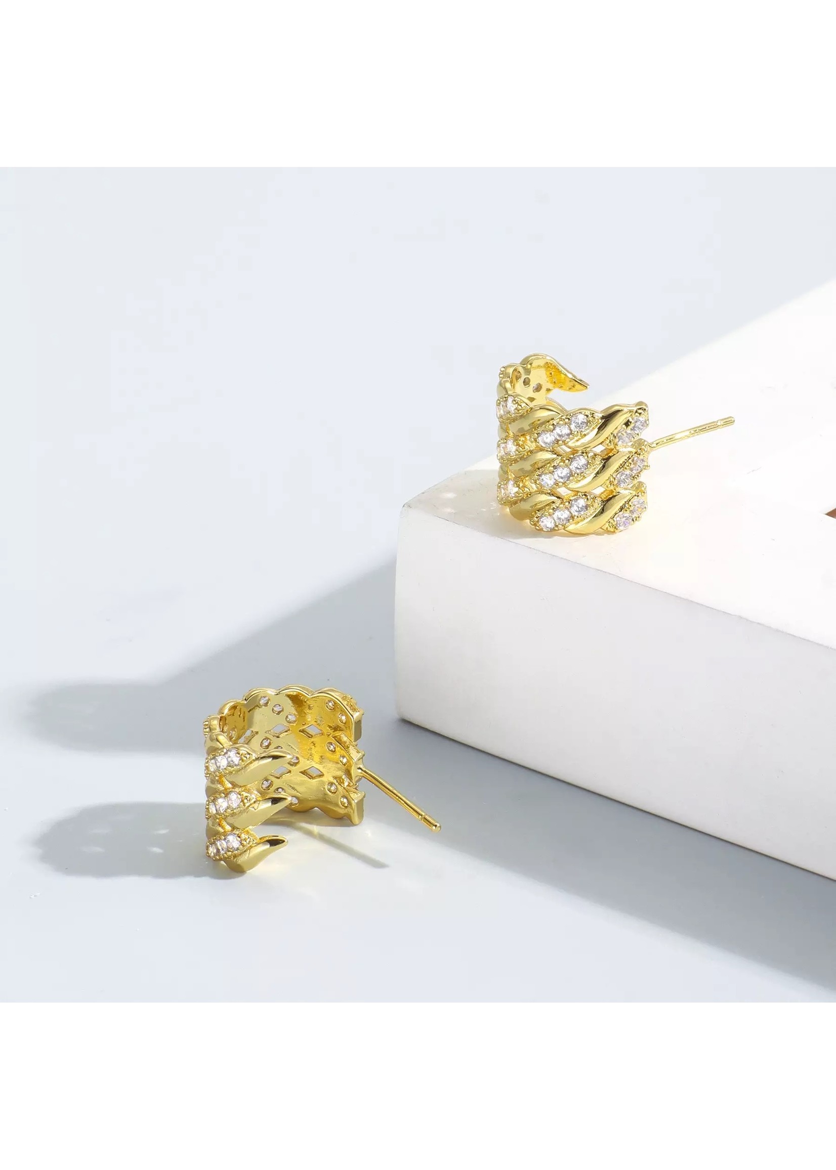 C Shaped Zirconia Earings