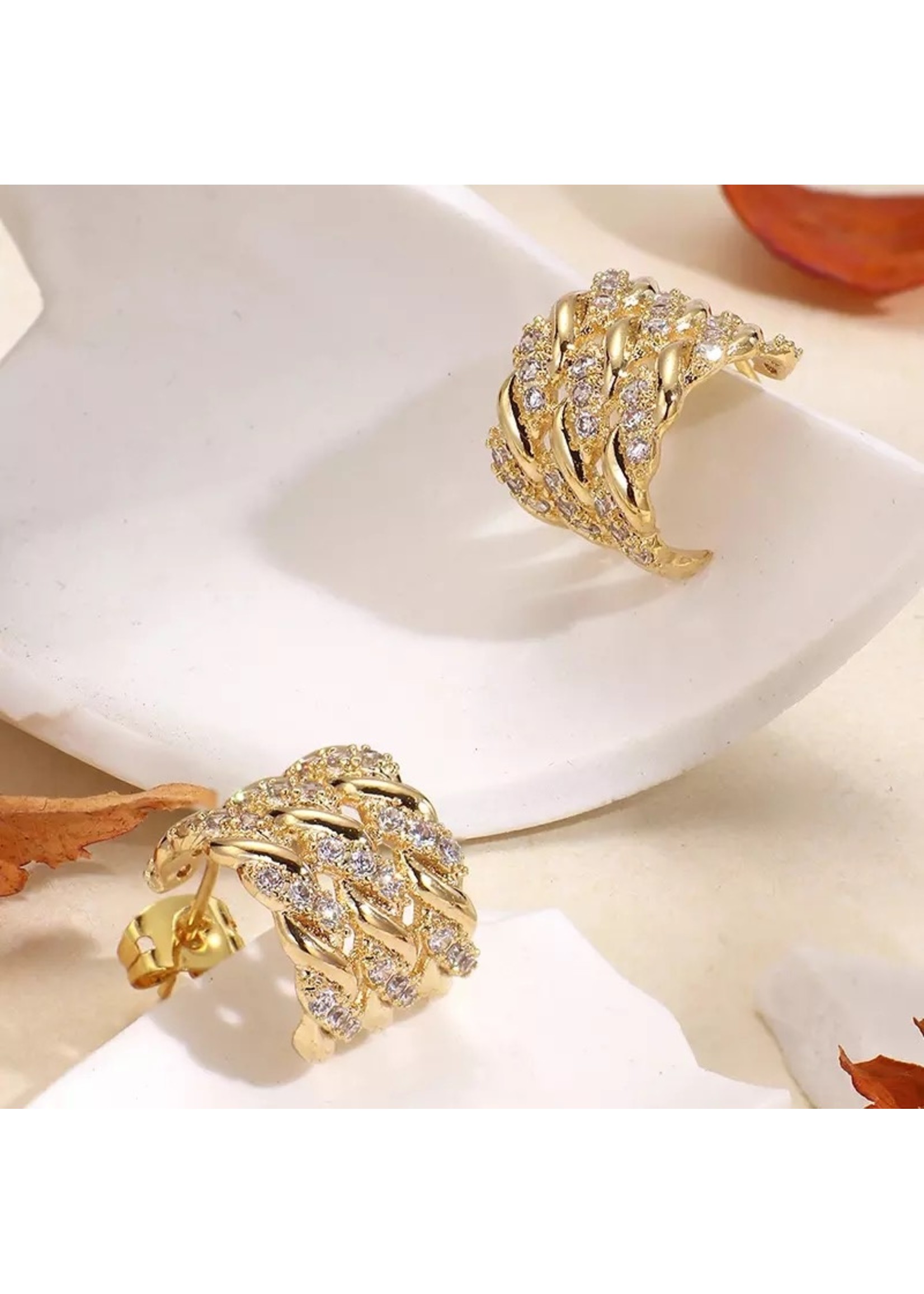 C Shaped Zirconia Earings