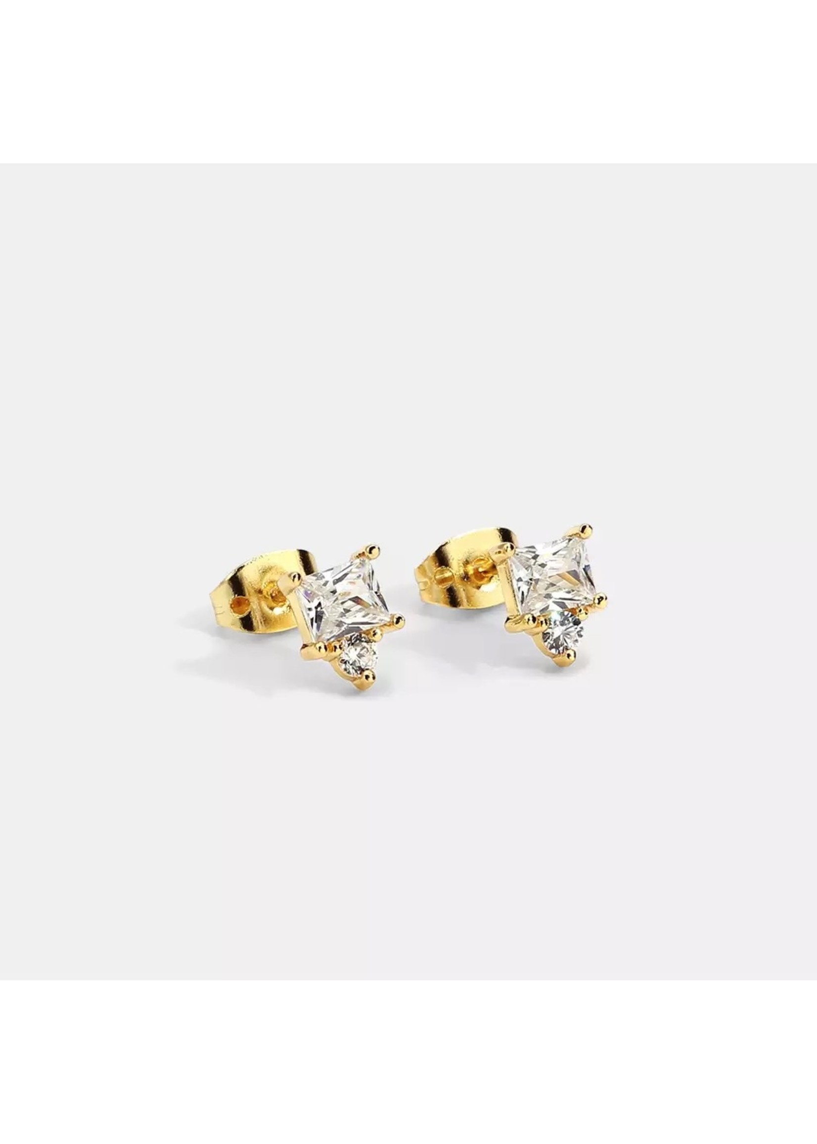 Square studded zirconia earrings