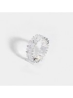 Baguette zirconia silver strip ring