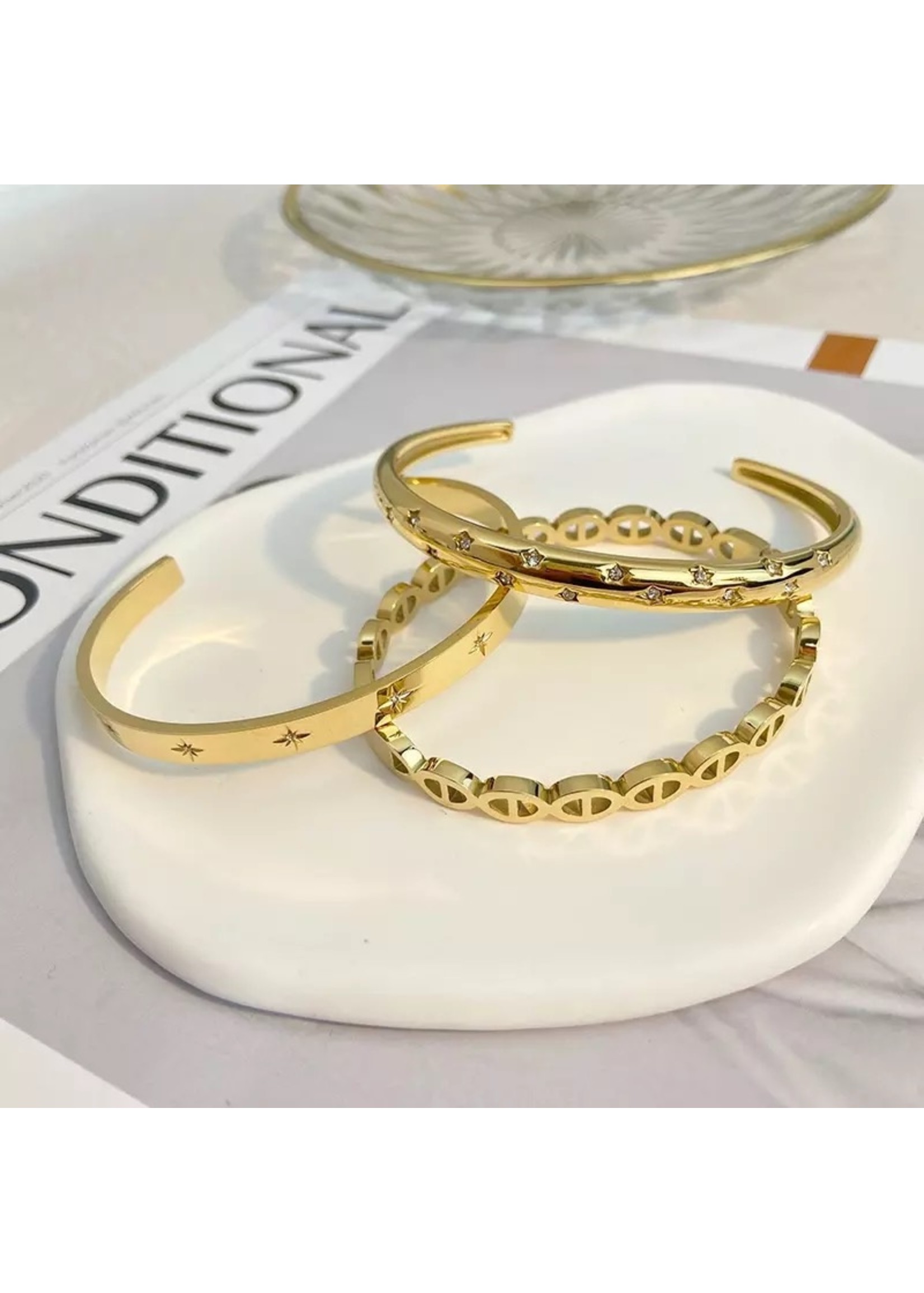 Gold plated hemp pattern bracelet