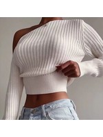 Cropped off shoulder sweater
