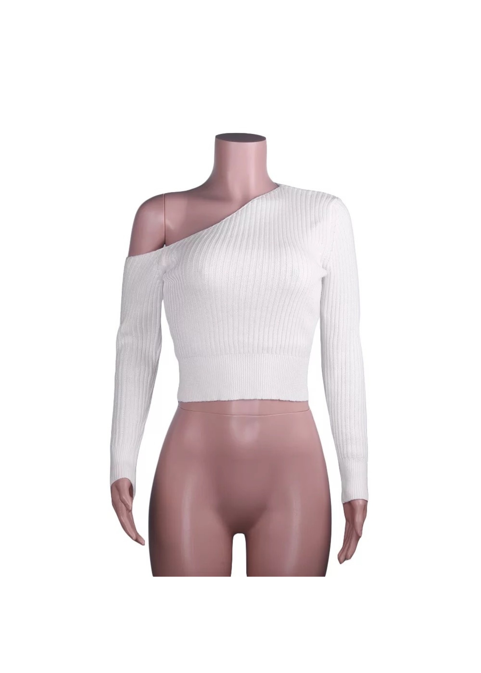 Cropped off shoulder sweater