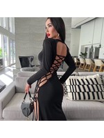 Open back sexy lace up midi dress