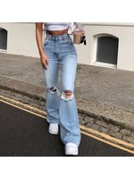 Distressed streetwear flare jeans