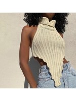 Asymmetrical sleeveless knit sweater