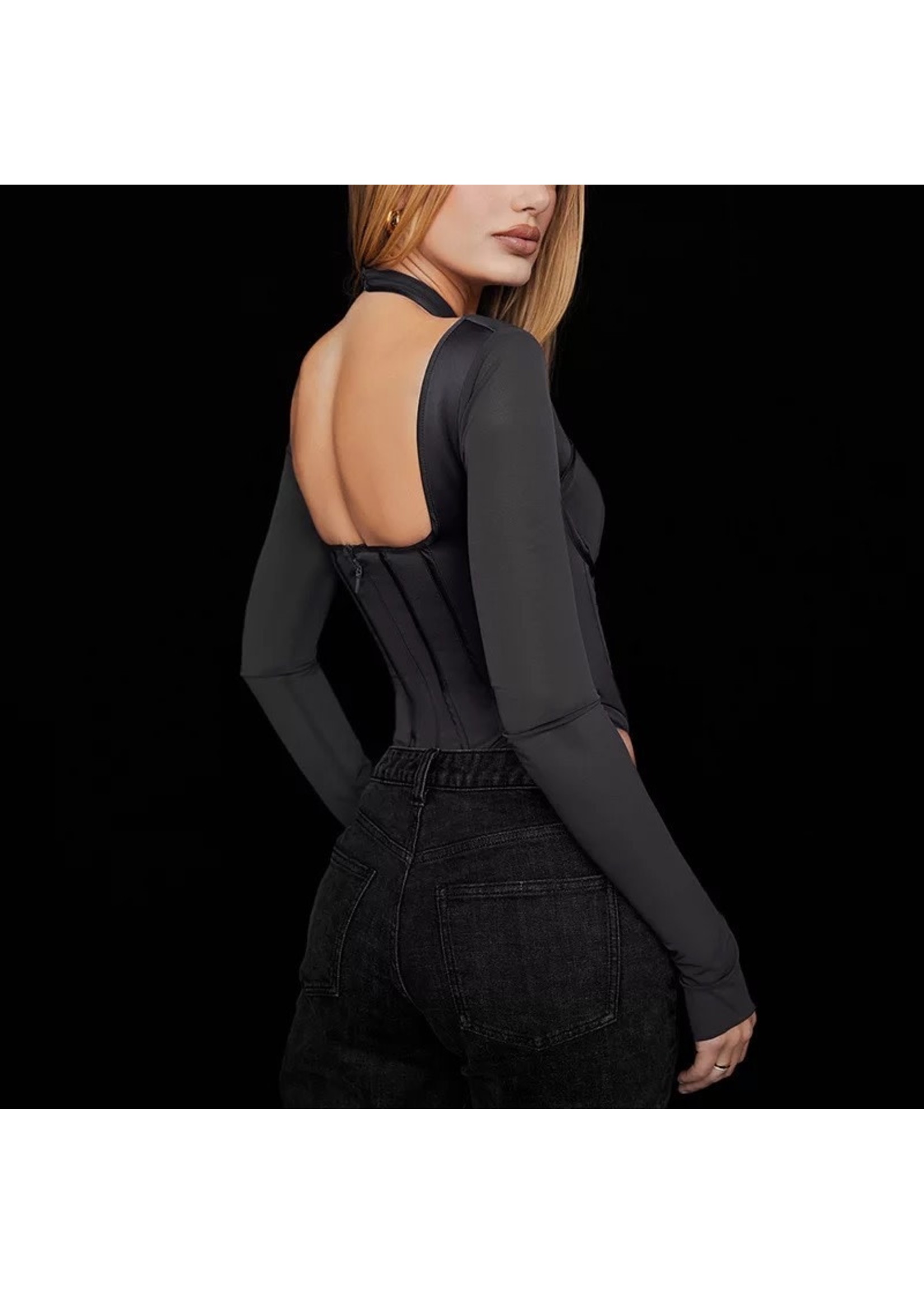 See-Through Long Sleeve Bondage Bodysuit